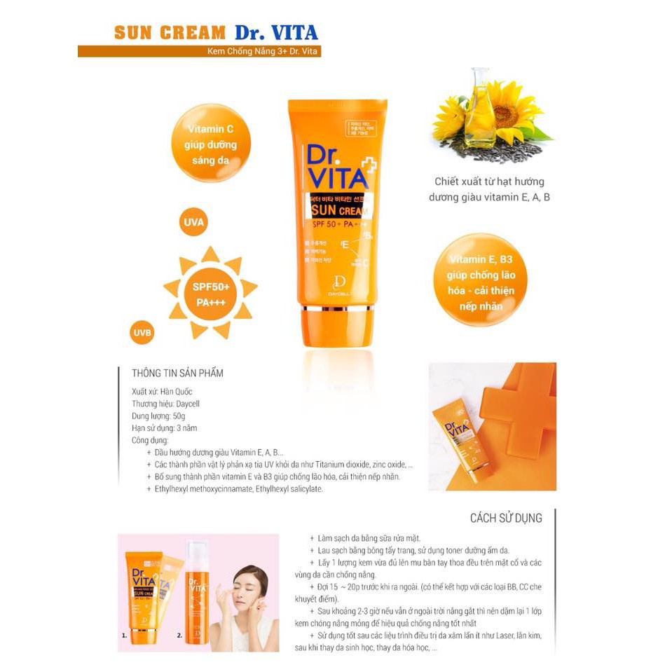Kem chống nắng Dr.Vita SPF50+ Hàn Quốc