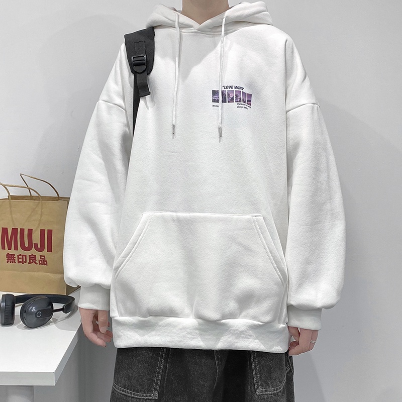 Áo hoodie nỉ unisex nam nữ Love Wins form dáng rộng freesize oversize thời trang phong cách Hàn Quốc | WebRaoVat - webraovat.net.vn