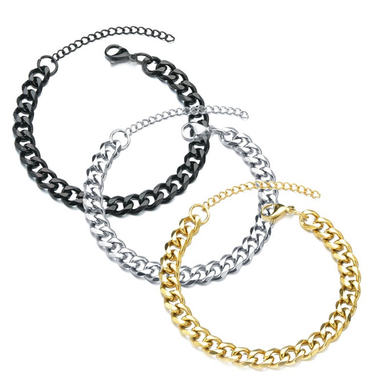 Vòng tay chuỗi dây xích bằng thép không gỉ 5mm thời trang xu hướng cho nam và nữ