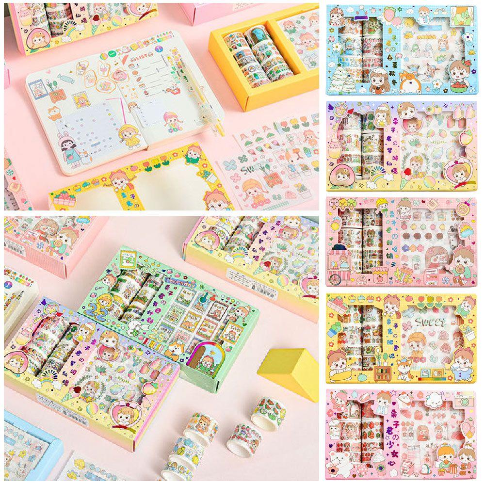 Bộ Sticker Dán Sổ Tay Kích Thước 10 * 10 cm Trang Trí Dễ Thương Cho Bé Gái