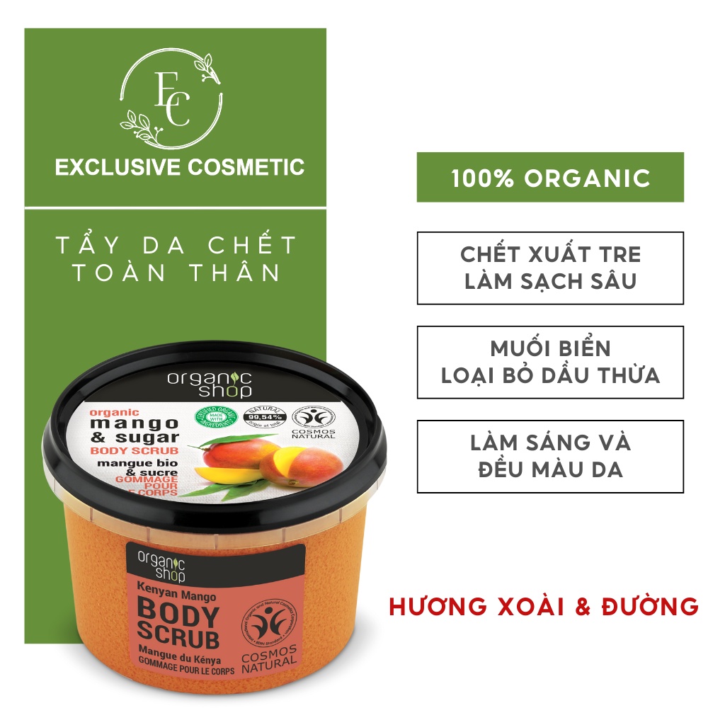 Tẩy Tế Bào Chết Toàn Thân Organic Shop Body Scrub Mango Sugar Sorbet 250ml