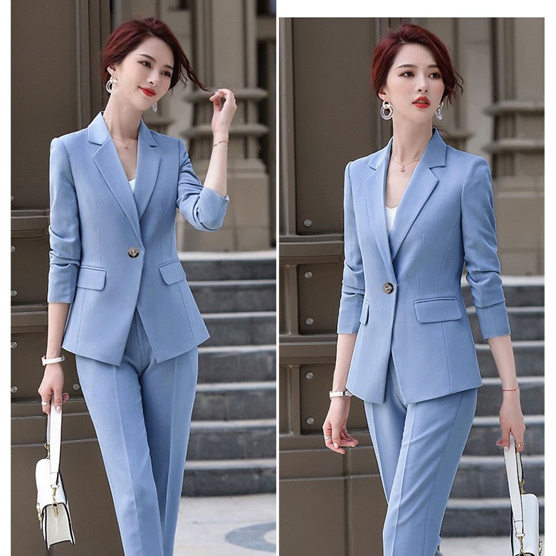 Set Vest Nữ ❤️𝑭𝑹𝑬𝑬𝑺𝑯𝑰𝑷❤️ Bộ Vest Nữ Công Sở Phong Cách Hàn Quốc 3 Màu Gồm Áo Tay Dài Và Quần Dài