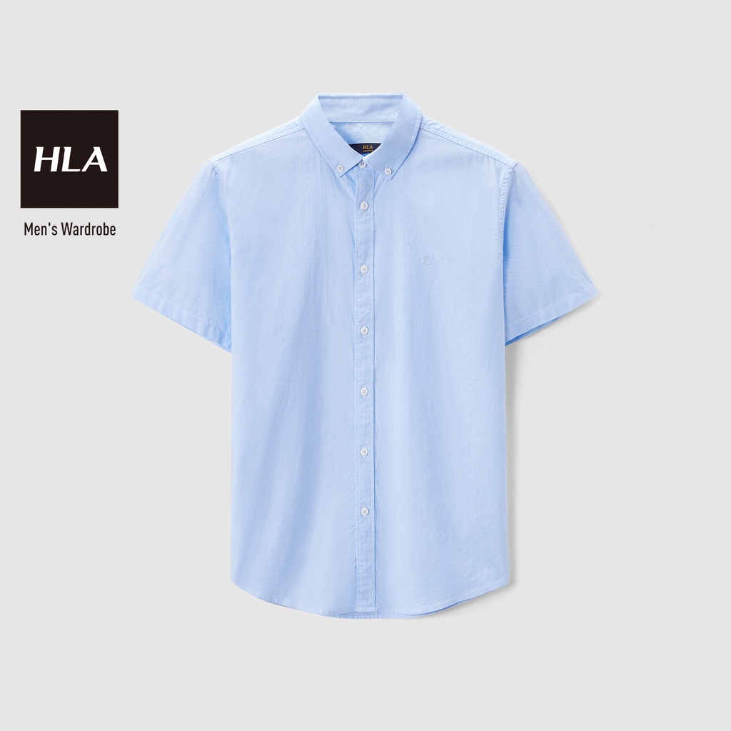 HLA - Áo Sơ Mi Nam Ngắn Tay Classic Pure Color Short Sleeve Shirt