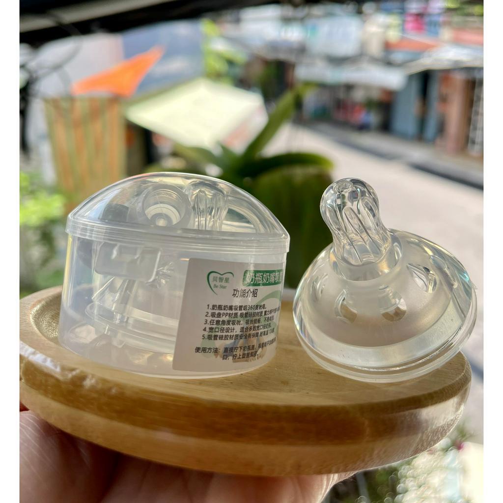 Núm Ti Ống Hút Cổ Rộng Bú Mọi Tư Thế Dành Cho Bình Pigeon ,Moyuum ,Wesser ( kèm hộp )