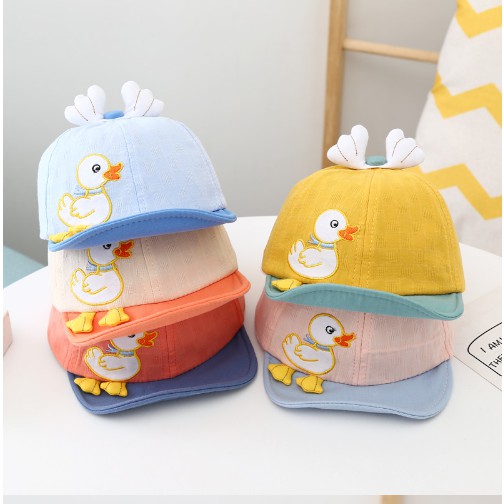 Mũ nón lưỡi chai hình chú Vịt con gắn nơ đáng yêu nhiều màu cho  bé từ 3 tháng -2 tuổi ạ