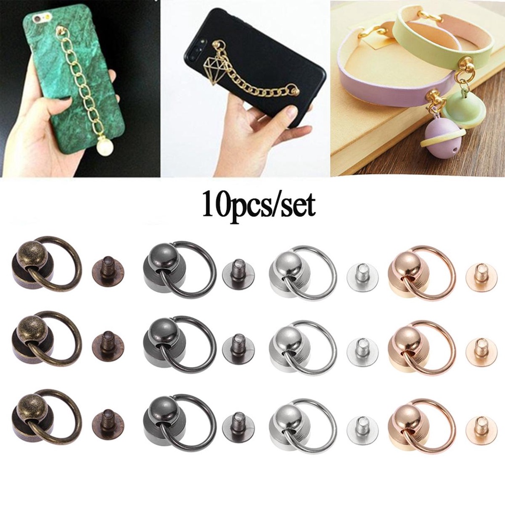 Set 10 Đinh Tán Đầu Tròn Dùng Làm Túi Xách / Điện Thoại DIY