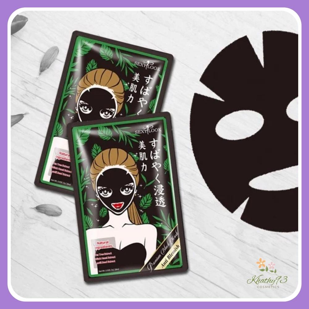 Mặt Nạ Tràm Trà Sexylook Tea Tree Anti Bleshmish Black Facial Mask Hộp 5 Miếng
