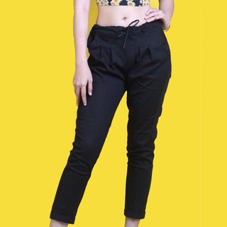 Quần Baggy Lưng Thun Nữ Trắng Đen