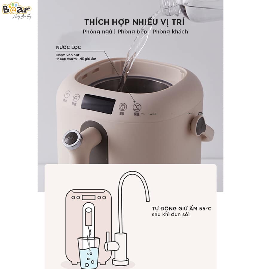 Bình đun nước nóng giữ nhiệt Bear KE-B30V1 bản Quốc Tế Dung tích 3 Lít hàng chính hãng