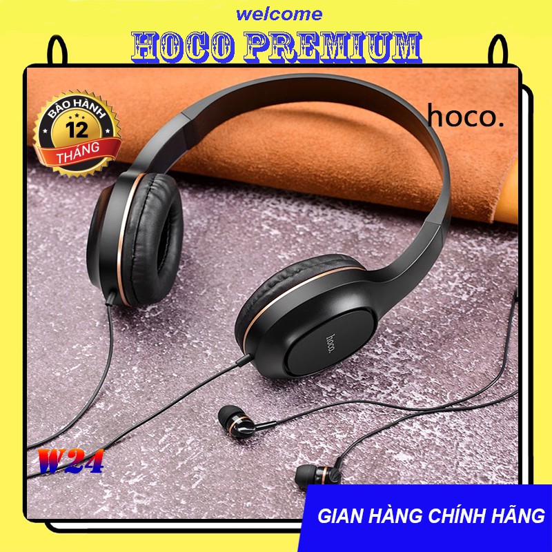 TAI NGHE CHỤP TAI HOCO W24 TẶNG KÈM TAI NGHE NHÉT TAI 3.5 - CHÍNH HÃNG