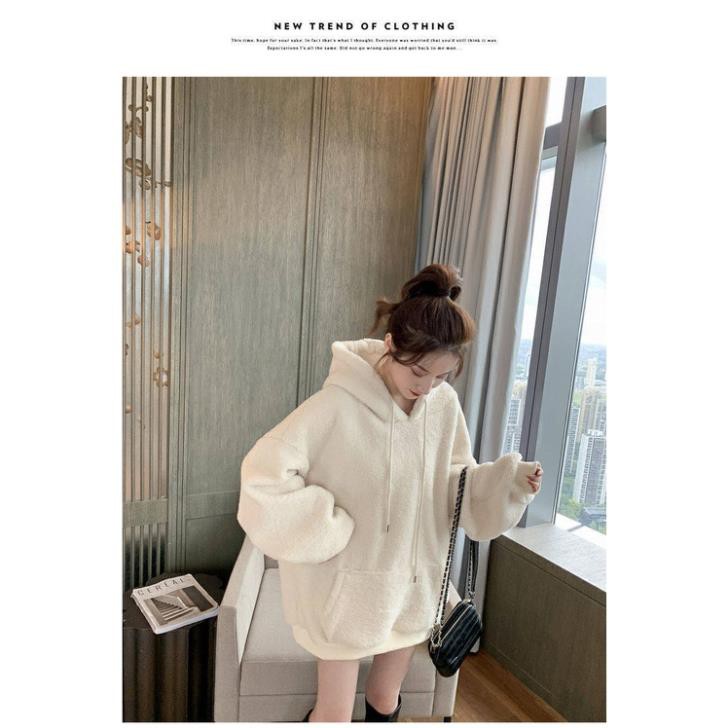 Áo Hoodie khoác nỉ nam nữ Lông Cừu trần bông form rộng kiểu sweater unisex phong cách Hàn Quốc Ulzzang | BigBuy360 - bigbuy360.vn