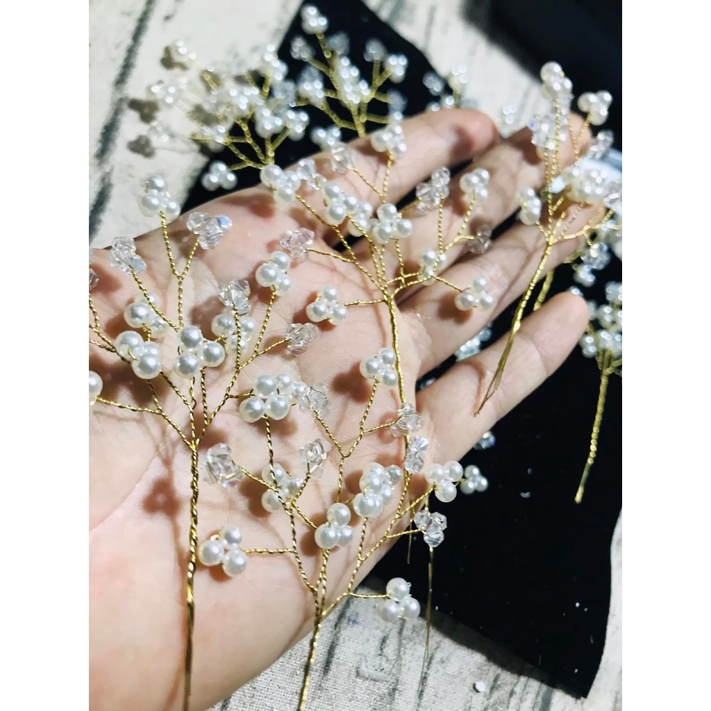Cành đá mix hạt ngọc