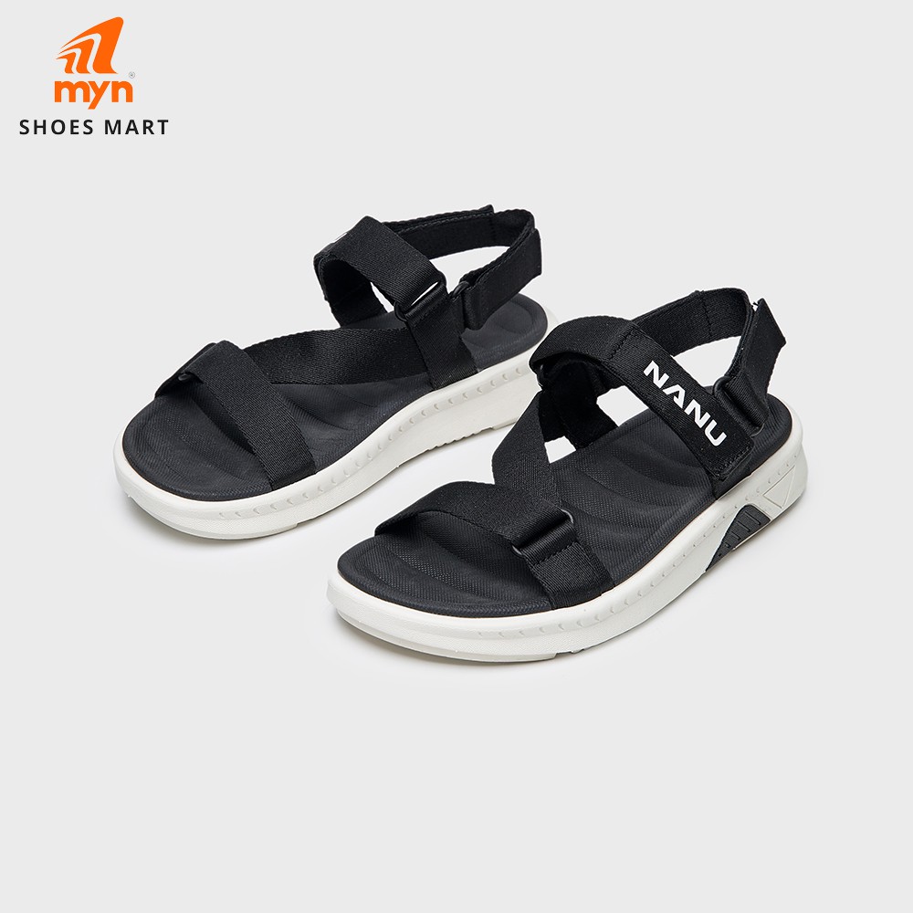 Giày Sandal Unisex - Nanu 08 black white - tháo quai sau tiện dụng