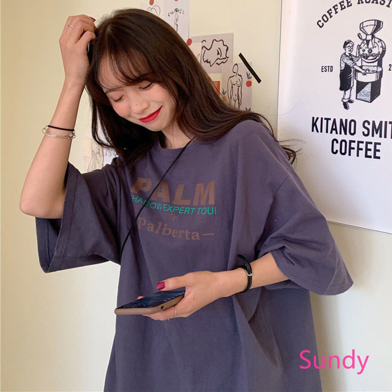 Korean Fashion Women's Short Sleeve Round Neck T-shirt