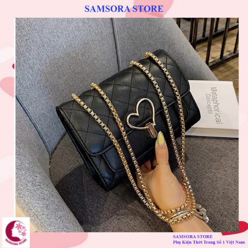 Túi xách nữ  cao cấp đeo chéo phong cách hàn quốc kết hợp khóa tim sang chảnh Samsora store TDC2110