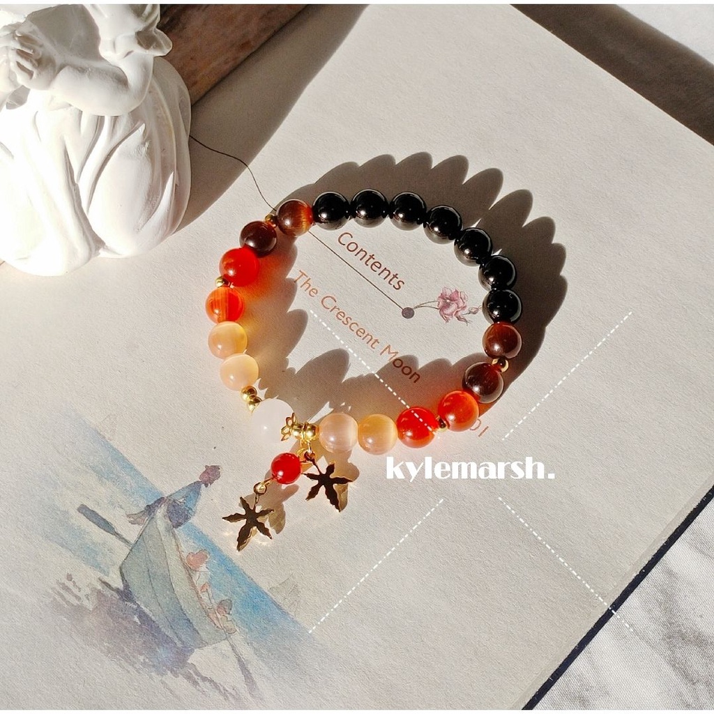 Kaedehara Kazuha | Genshin Vòng Tay Ấn Tượng Bằng Đá Sa Thạch Xanh Dương Thủ Công Thiết Kế Xung Quanh Xung Quanh Dùng Làm Quà Tặng WMPG