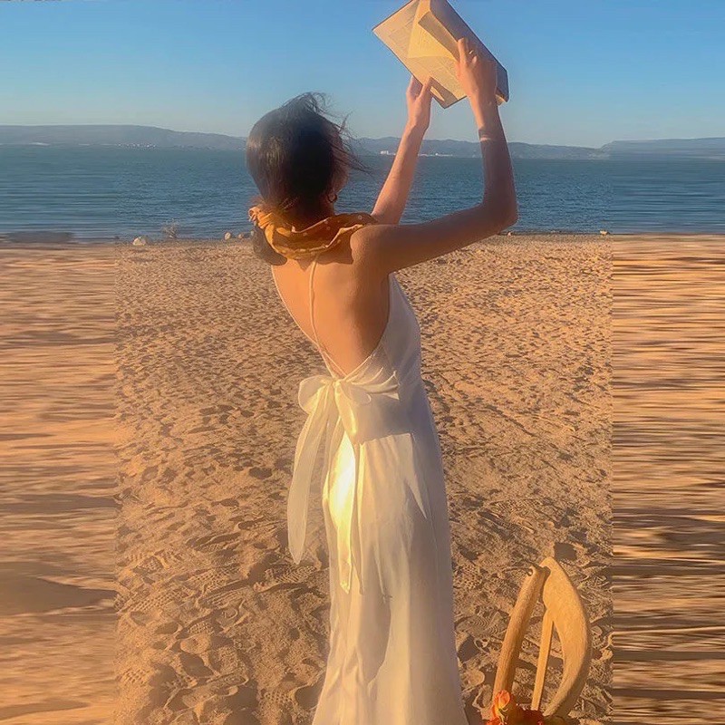 Đầm công chúa Ulzzang hai dây trễ vai dáng dài | BigBuy360 - bigbuy360.vn