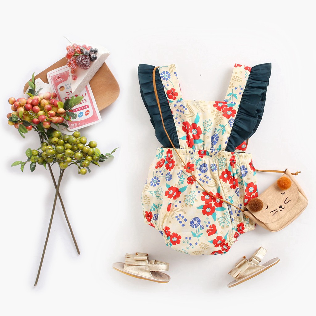 Áo Liền Quần Sanlutoz Không Tay Họa Tiết Hoa Dành Cho Bé Gái