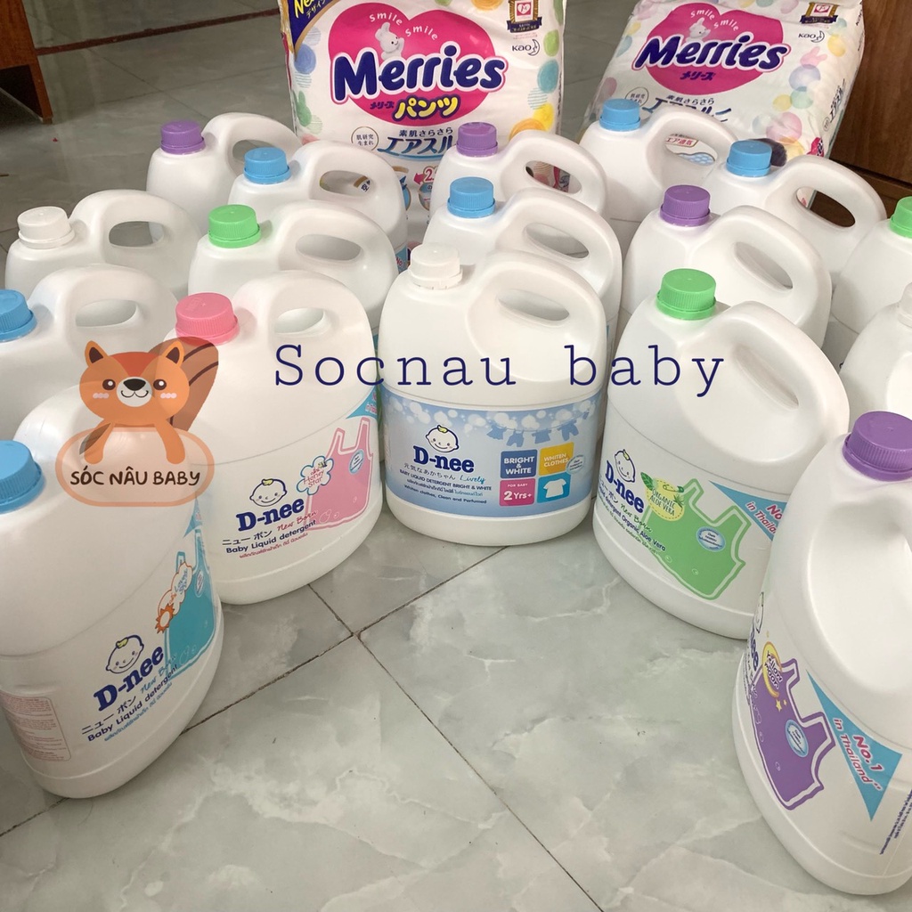 Nước giặt Dnee Thái Lan chai 3000 ML tem Đại thịnh - Tím - giặt xả quần áo an toàn cho trẻ sơ sinh