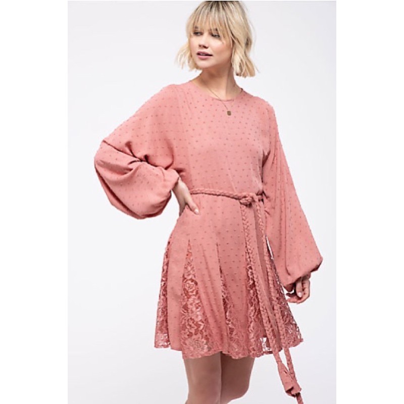 Váy rayon cải ren tay bồng nữ (ko kèm đai)