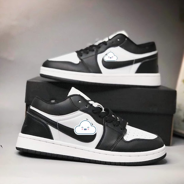 Giày thể thao Jordan Low Panda đen trắng, Giày JD1 cổ thấp đen trắng nam nữ hàng cao cấp Full Box