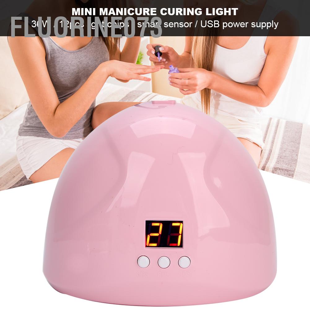 Fluorine073 36W Nail Gel chữa Light 12 Chip ánh sáng Cảm biến thông minh Đèn làm khô sơn móng tay