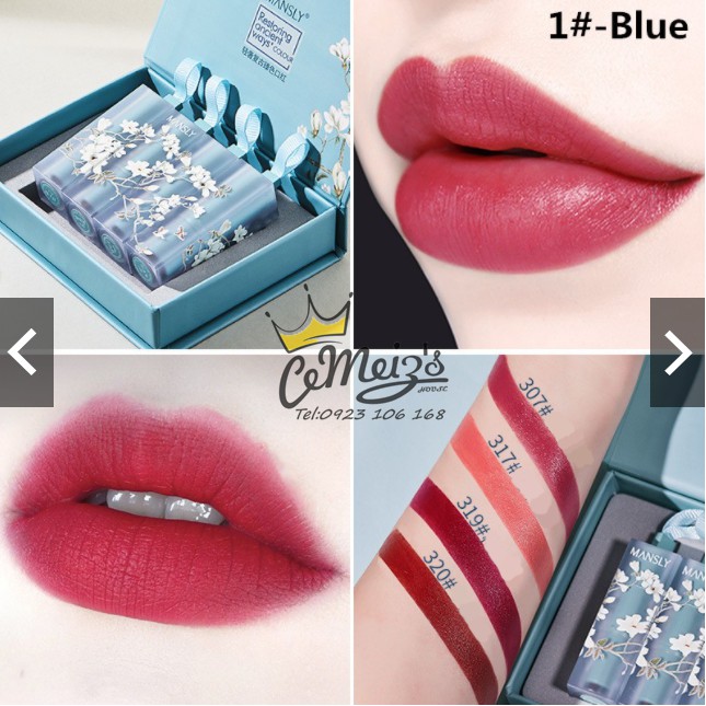S014. Bộ SET 4 Son Nhung lỳ mẫu hoa MANSLY Flower Lipstick | BigBuy360 - bigbuy360.vn