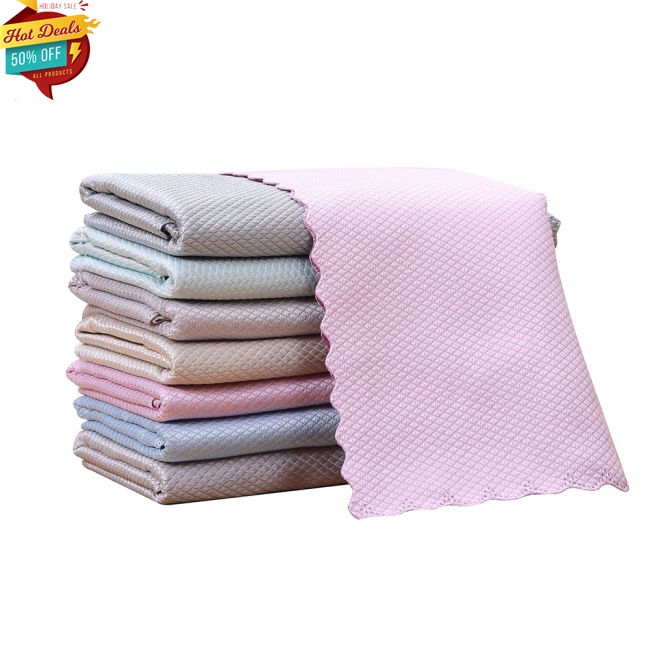 Khăn Lau Nhà Bếp Bằng Sợi Micro Thấm Hút Nước Họa Tiết Vảy Cá Độc Đáo Tiện Dụng Cho Nhà Bếp