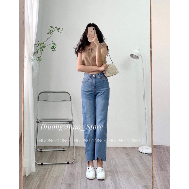 [Ảnh thật/Video]Quần ống đứng cắt gấu Ziczac kiểu Hàn Quốc Quần ống đứng ôm chân gọn dáng