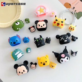 Set vỏ bảo vệ củ sạc và phụ kiện bảo vệ cáp sạc hình hoạt hình thích hợp cho cáp sạc USB IPHONE