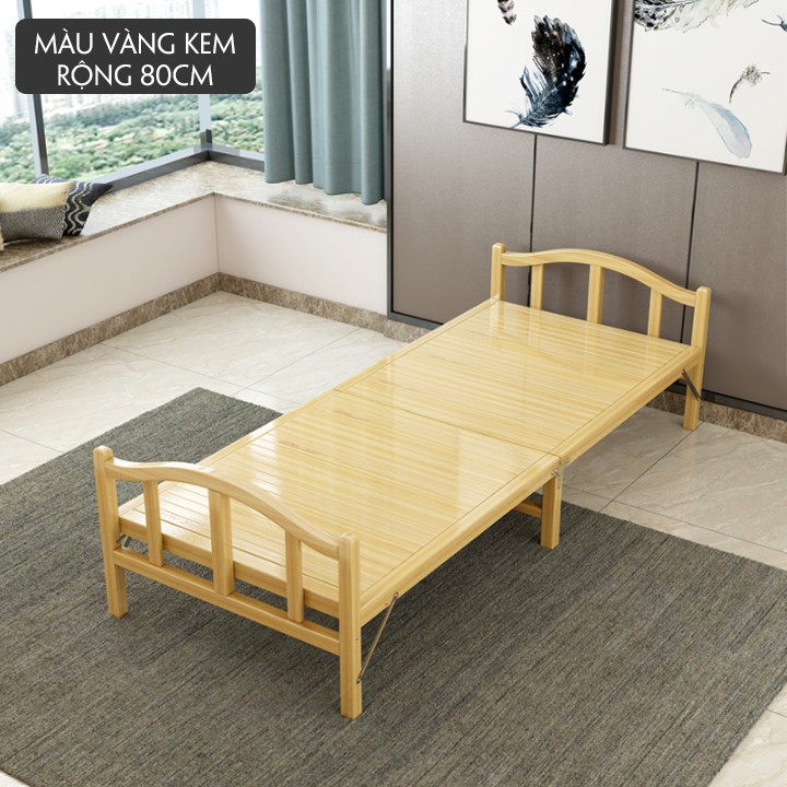 Giường gỗ tre xếp gọn, giường thư giãn thông minh cỡ 80*195cm