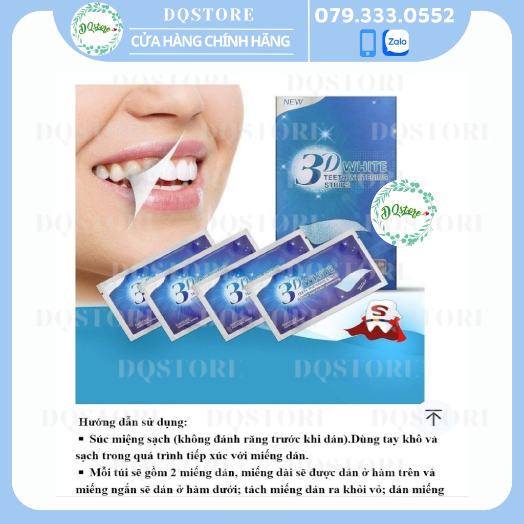 Miếng dán 3D White Teeth Whitening Strips làm trắng răng an toàn và chất lượng