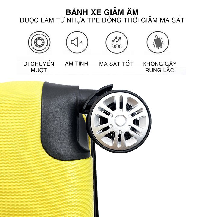 Vali kéo bằng nhựa thiết kế sọc ngang cao cấp giá rẻ nhiều màu và size