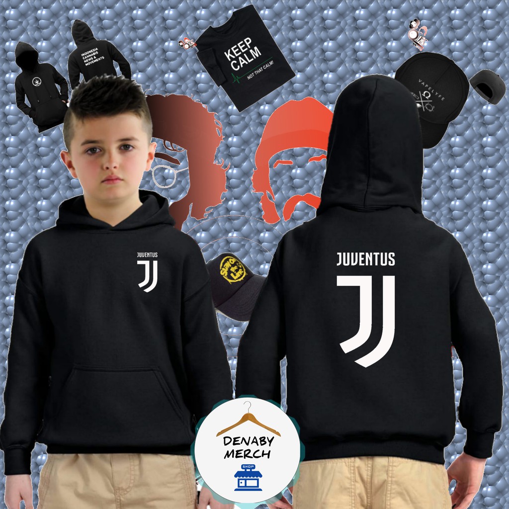 Áo Khoác Denim Có Mũ Trùm Đầu Phong Cách Juventus Cho Bé