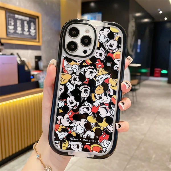 Ốp Điện Thoại Viền Đen Hình Mickey Donald 2 Trong 1 Cho iPhone 13 13 Pro Max 12 12Pro 12ProMax 111Promax X