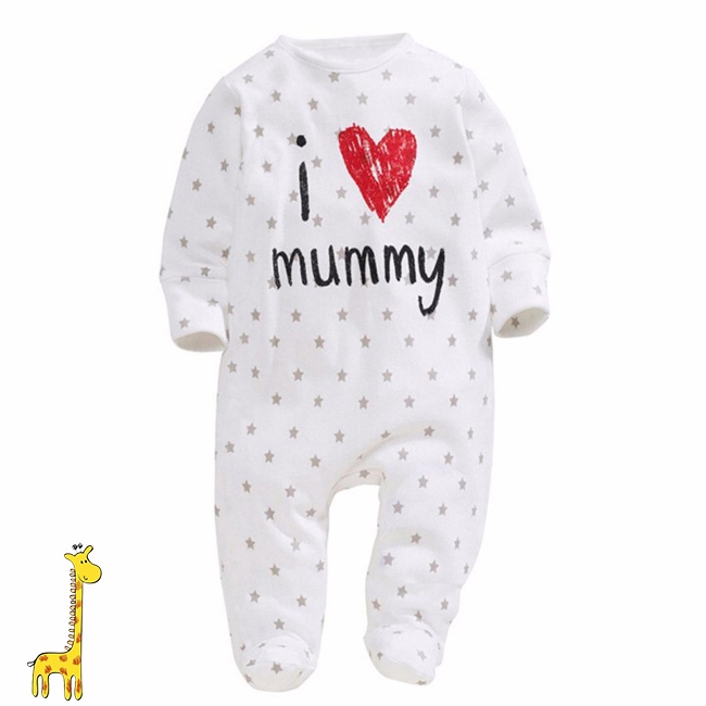 Unisex Baby Girl Boy I Love Mummy Daddy Onesies Jumpsuit Long Sleeve Bodysuit