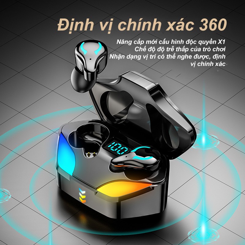 Tai nghe Bluetooth Gaming X1 Bluetooth âm Thanh Hifi Sống động điều Khiển Cảm ứng Không Trễ Cao Cấp chống thấm nước