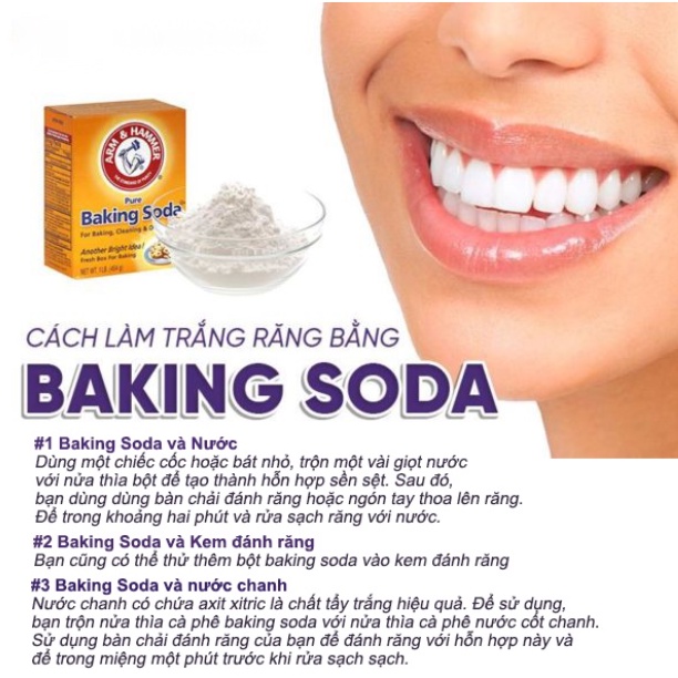 Bột Baking Soda Arm &amp; Harmer - Baking Soda làm trắng răng, làm bánh, tẩy tế bào chết, tẩy rửa 454g - Nhập Khẩu Mỹ