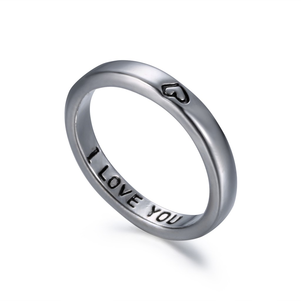 Nhẫn GMAI khắc chữ I Love You và trái tim thời trang dành cho cặp đôi