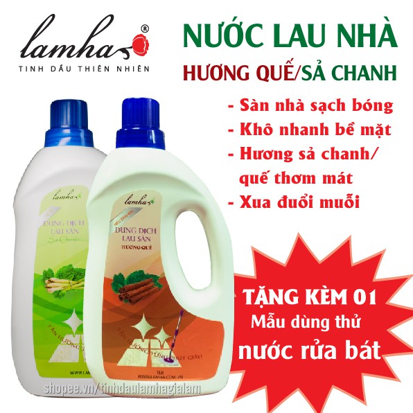 Nước lau sàn sả chanh, quế Lam Hà 1 lít