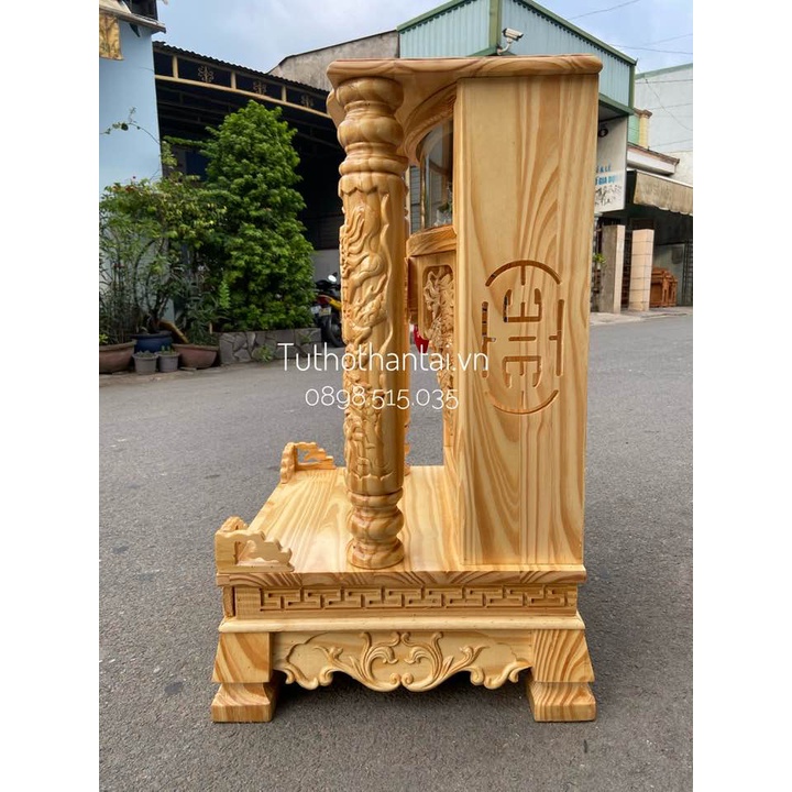 Bàn thờ thần tài ông địa gỗ Thông, có hộp đèn