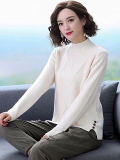 7 Áo len gân đính cúc sườn