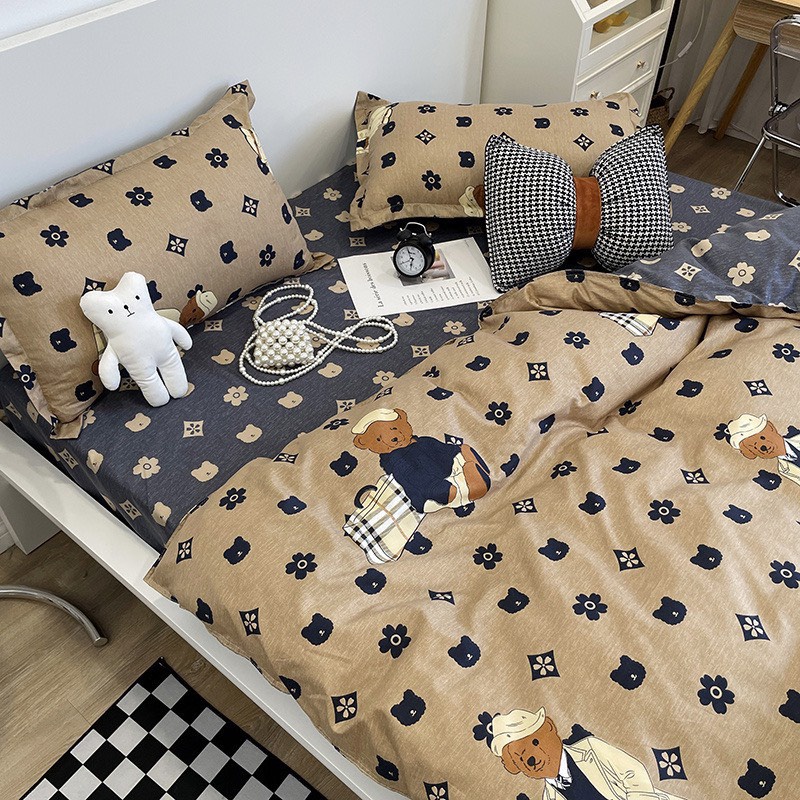 Bộ Chăn Ga Gối Cotton Poly - Mẫu gấu vali