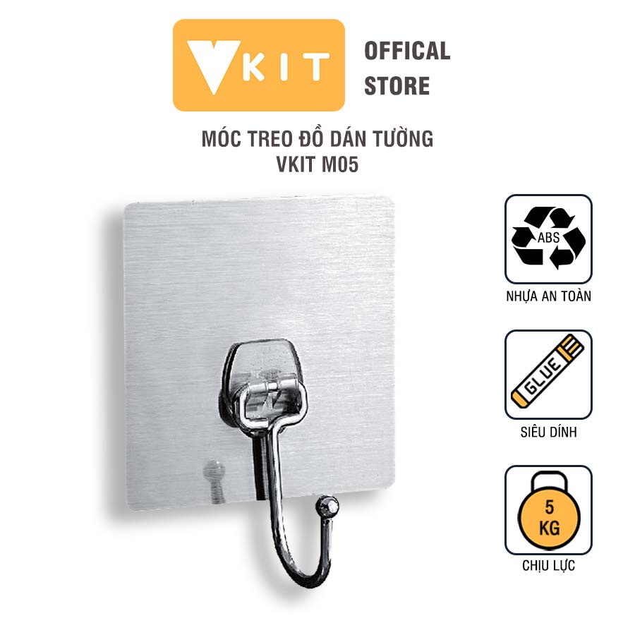 Móc treo đồ inox dán tường chịu lực Vkit M05