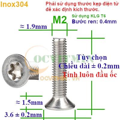 KS2I# - Ốc Lục Giác Bông M2 M2.5 Lục Giác Sao Inox 304 Hút Nam Châm