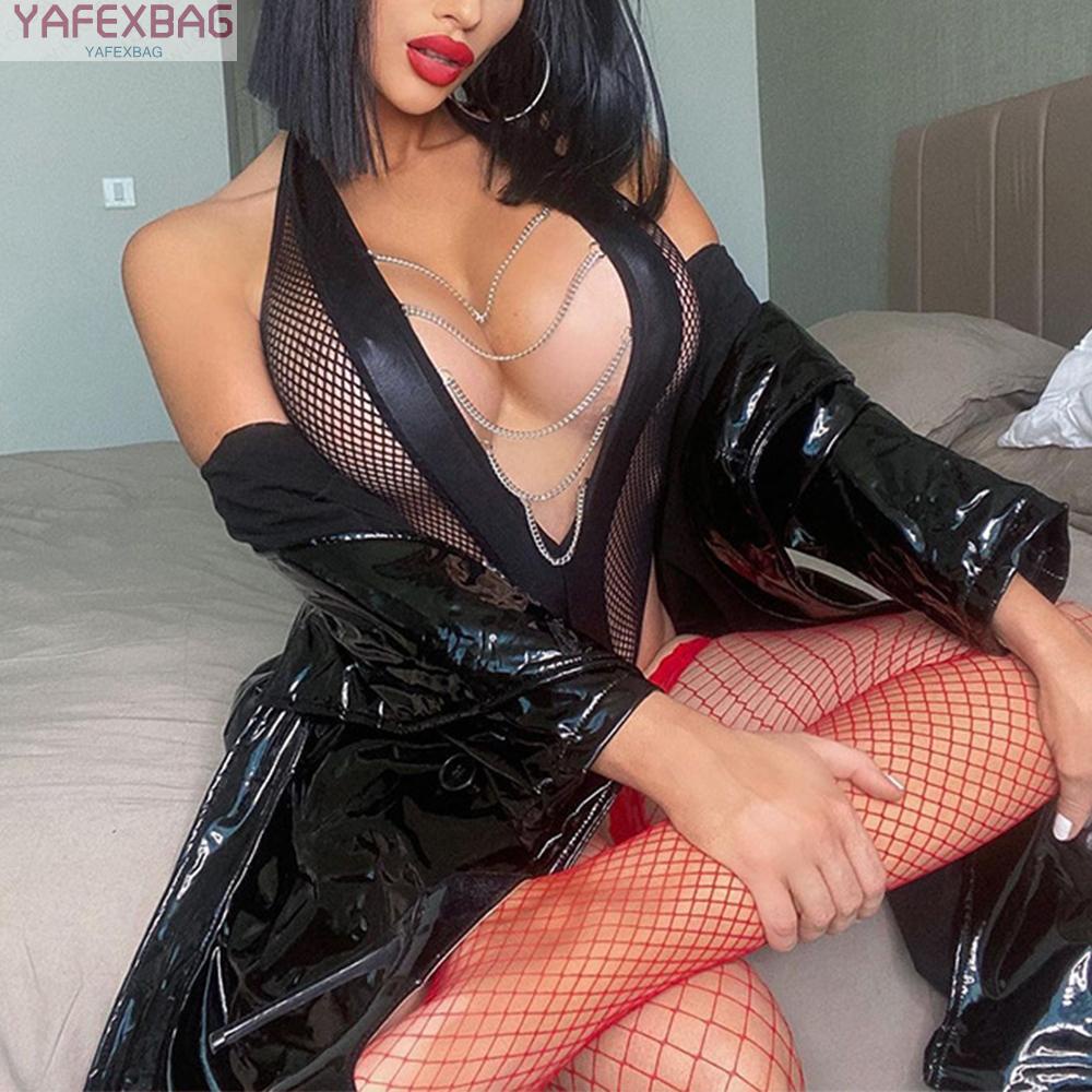 Women Sexy Wet Look Lingerie Body Stocking Sleepwear Lace Teddy Dress Nightwear