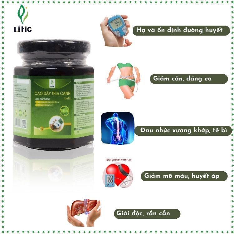 Cao dây thìa canh lá to Thực phẩm cho người tiểu đường tuýp 1, tuýp 2 , giảm mỡ máu , cây thìa canh LITIC 100g
