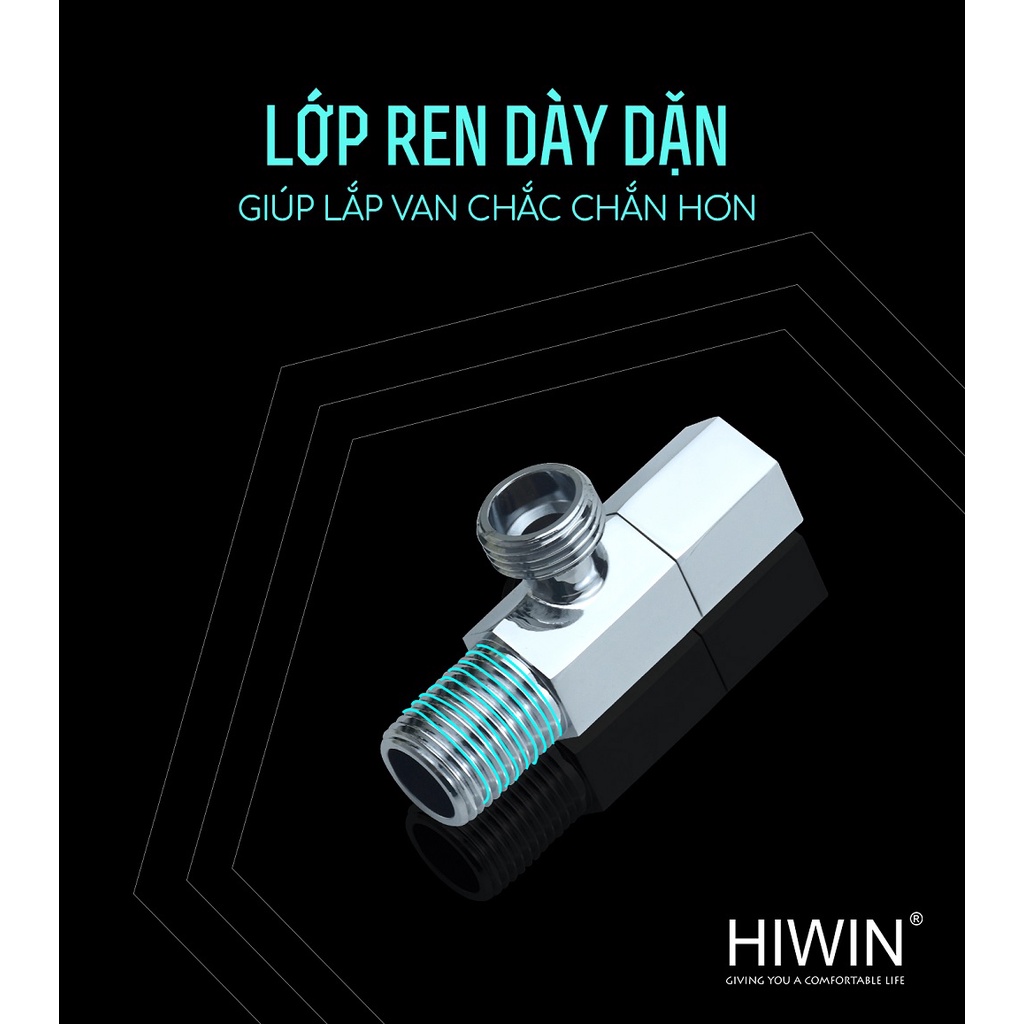 Van T chia nước vòi sen vòi xịt, van giảm áp lực nước chất liệu đồng mặt gương HIWIN JF-3061