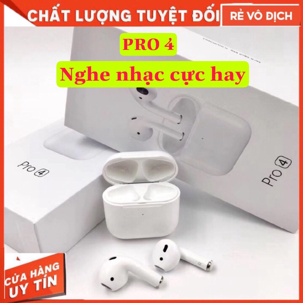Tai Nghe Pro4,Tai Nghe Bluetooth Không Dây Pro 4 TWS 5.0 Âm Thanh HIFI, Hỗ Trợ Nhiều Cả Androi Và Ios, Nghe Nhạc Cực Hay