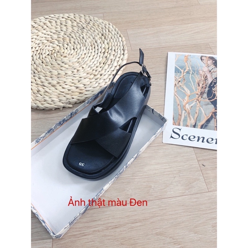 Sandal xuồng 3 phân MAILIAA quai chéo da mềm đi êm chân